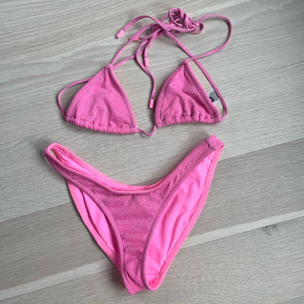 Triangle sparkle pink set